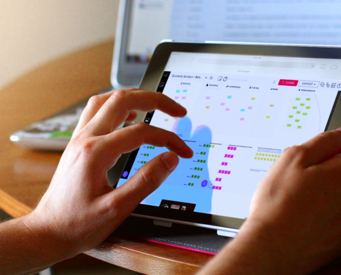 remote agile kanban bord op tablet